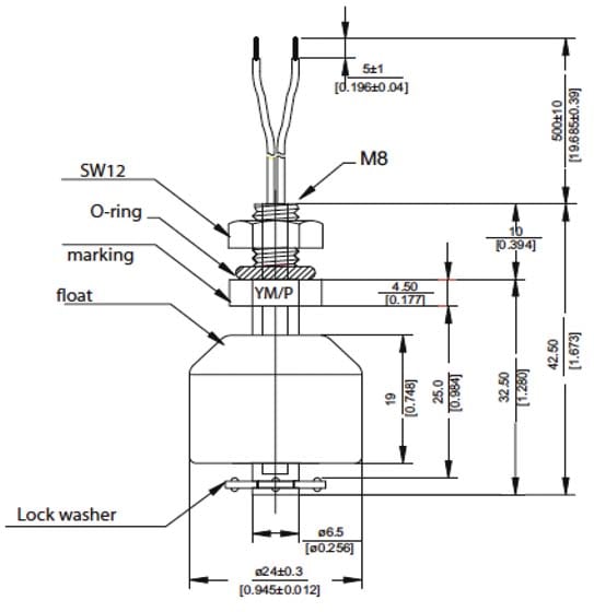 LS01 vertical float dimensions